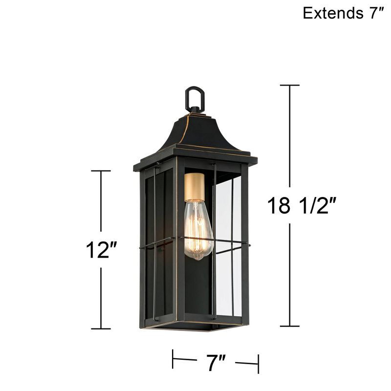 John Timberland Sunderland Vintage Outdoor Wall Light Fixture Black Warm Gold 18 1/2" Clear Glass Panels for Post Exterior Barn Deck House Porch Yard, 4 of 8