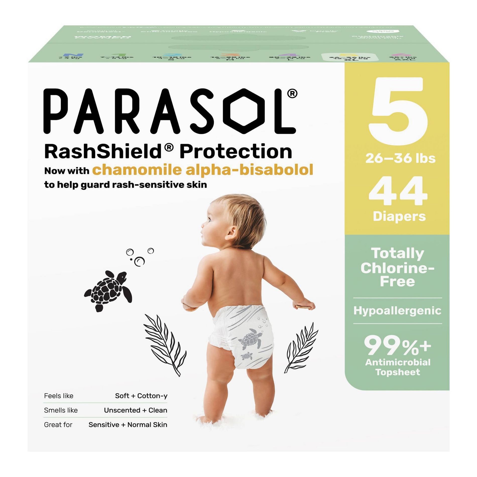 Parasol Chlorine-Free Diapers with RashShield Protection - Size 5 - 44ct