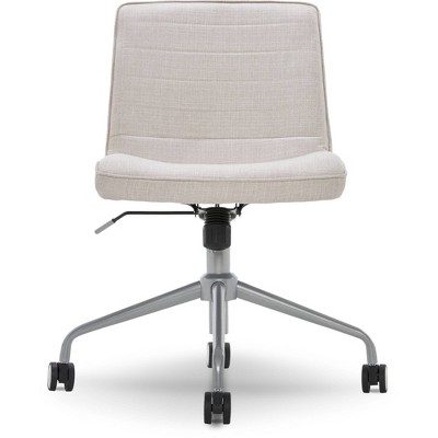 Ivory White High-Back Armless Task Chair with Polished Metal Base