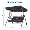 3 Seat Outdoor Porch Swing with Adjustable Canopy, Convertible Patio Swing Bed with Stand Patio SwingChair with Adjustable Tilt Shade - 2 of 4