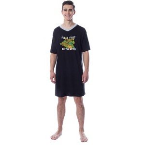 Teenage Mutant Ninja Turtles Mens' Character Sleep Pajama Dress Shirt Black - 1 of 3