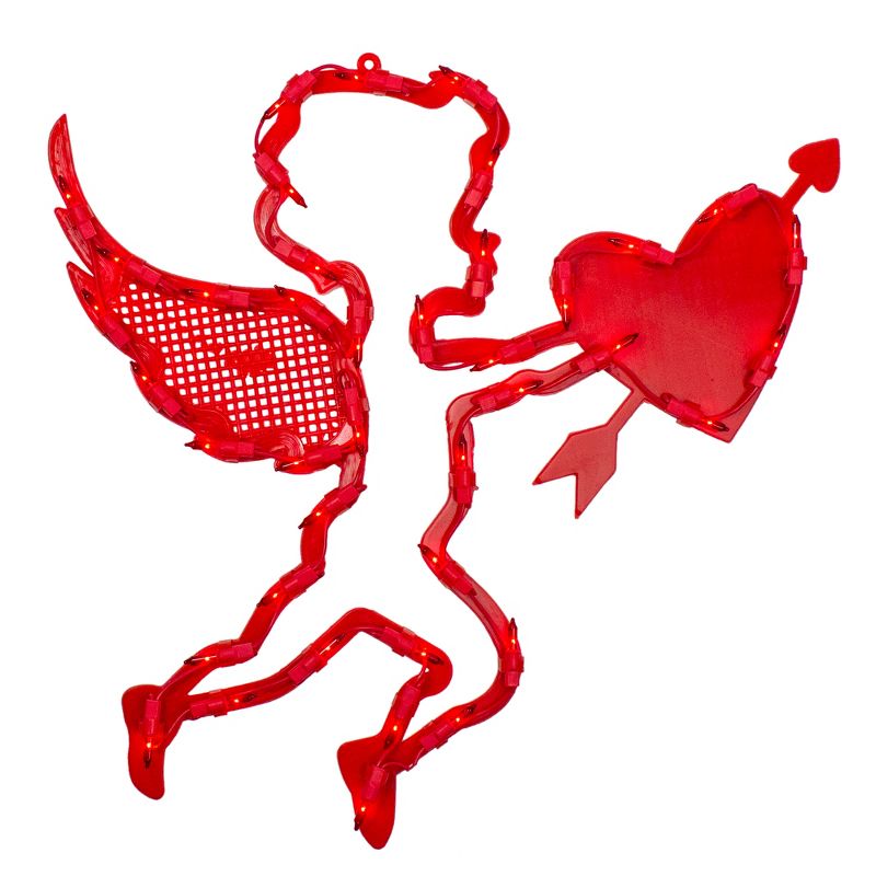 Northlight Lighted Cupid with Heart Valentine's Day Window Silhouette - 17" - Red, 3 of 6