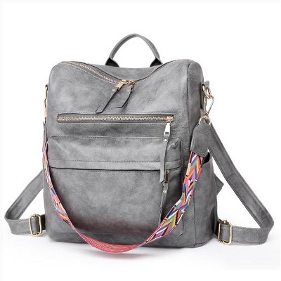 Wikineon Spacious Gray Women's Backpack: Large-Capacity Design with Multiple Compartments, Ideal for Daily Commutes, Travel, or Work