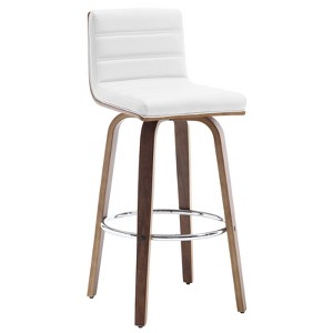 Bekrvio 26" Counter Height Bar Stools - PU Leather Swivel, L Shape Back, Upholstered, Mid-Century Modern Chairs for Kitchen Counter Island - 1 of 4