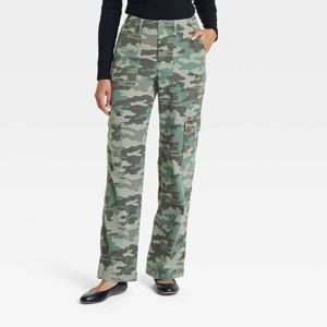 Women's Mid-Rise Utility Cargo Pants - Universal Thread™ Green Camo - 1 of 3