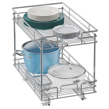 HOMLUX  Pull-Out 2 Tier Home Organizer  with Sliding Track in the Middle