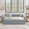 NicBex Twin/Full Size Daybed with Trundle,Linen Upholstered Sofa Bed with Vertical Stripes for Bedroom,Living Room,Apartment - 2 of 4