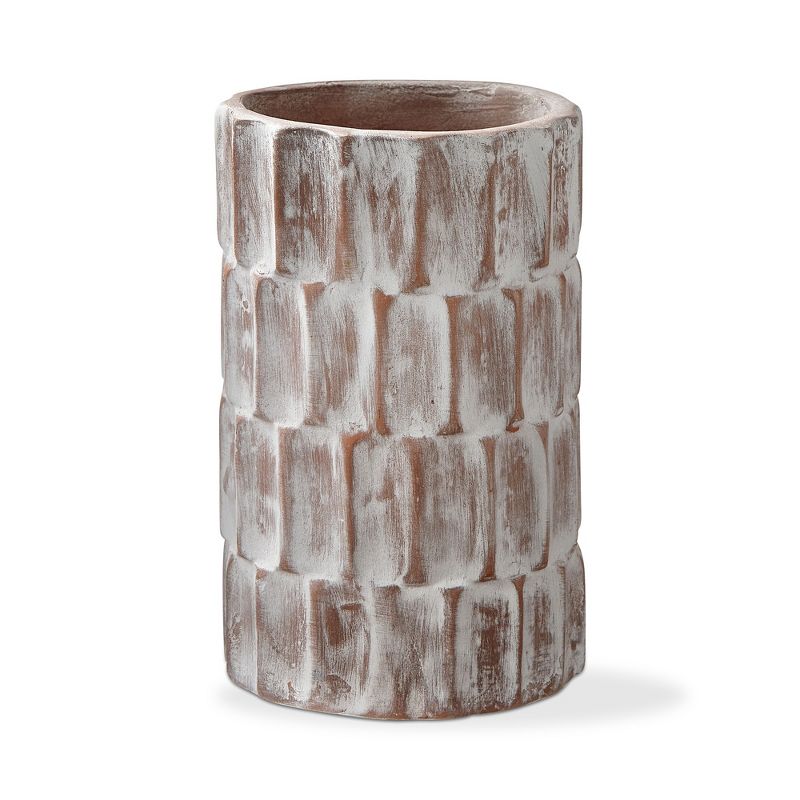 tagltd Tuscon Whitewash Terracotta Planter Vase, 5.0L x 5.0W x 8.0H inches, 1 of 2
