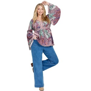 Avenue Women's Plus Size Arlo Bell Sleeve Tunic - 1 of 4