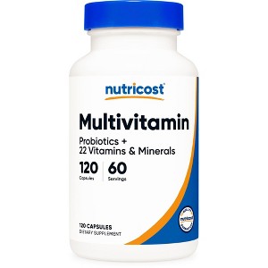 Nutricost Multivitamin with Probiotics 120 Vegetarian Capsules - Packed with Vitamins & Minerals, GMO-Free, Gluten-Free - 1 of 4