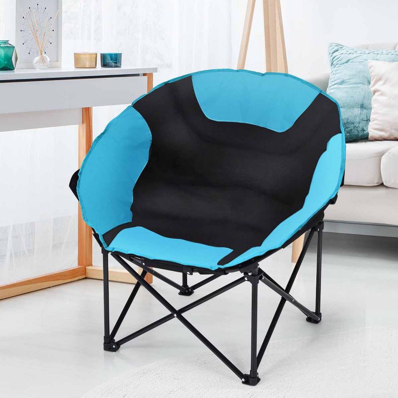 Tangkula Moon Saucer Camping Chair Cup Holder Steel Frame Folding Padded Seat w/Carry Bag, 2 of 8