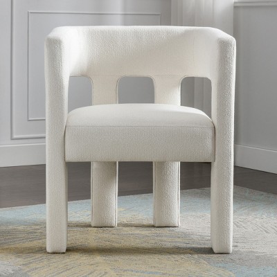 Elisa Contemporary Armrest Accent Chair, Linen Upholstered Armrest Barrel Armchair for Living Room, Bedroom, Office, Indoor Furniture - Maison Boucle