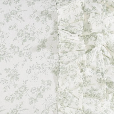 Harper Pale Green Floral Embroidered Rectangular Throw Pillow