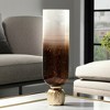Modern Glass Metal Pillar Candle Holder with Accents, Elegant Ombre Finish, Decorative Home & Office Accent - 2 of 4