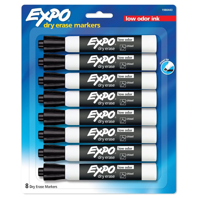 Expo 8pk Dry Erase Markers Chisel Tip Black, 1 of 10