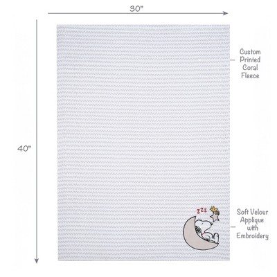 Soft White and Taupe Fleece Baby Blanket with Applique