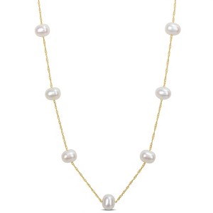EVERLY JEWELRY | 10k Yellow Gold Cultured Freshwater Pearl Tin Cup Necklace, 17" - 1 of 4