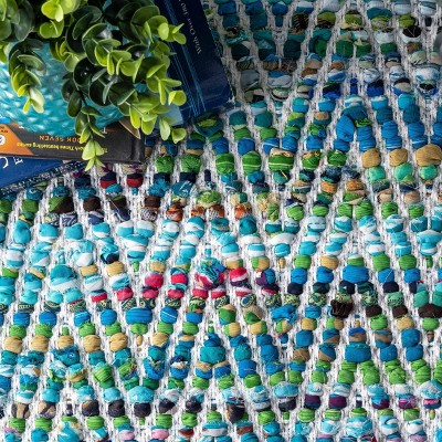 Handmade Easy Care Tufted Green Cotton Blend Area Rug