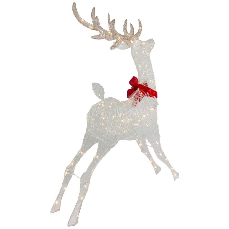 Northlight 56" LED Lighted Reindeer with Glitter Bow Outdoor Christmas Decoration, 5 of 7