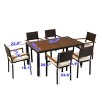 7 Piece Outdoor Wicker Patio Dining Set,Wicker Dining Table and 6 Chairs with Cushions,Patio Wicker Furniture Set for Backyard Deck-Coolbibila - 4 of 4
