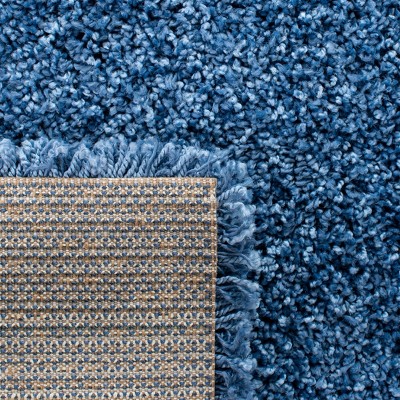 Blue Synthetic Easy Care Shag Runner Rug 2'2" x 8'