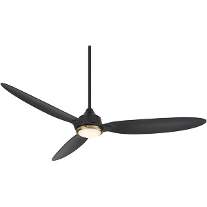 Casa Vieja 60" Revere Mid Century Modern Indoor Outdoor Ceiling Fan 3 Blade Customize LED Remote Control Matte Black Finish Bedroom Patio Damp Rated - 1 of 4