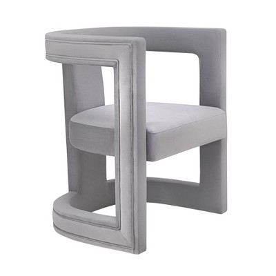 Ada Velvet Accent Chair Grey 26"W x 23.4"D x 31"H