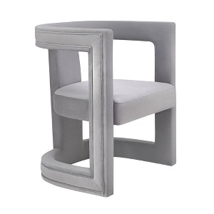 Ada Velvet Accent Chair Grey 26"W x 23.4"D x 31"H - 1 of 4