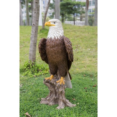 27" Polyresin Large Bald Eagle on Stump Outdoor Statue Brown - Hi-Line Gift