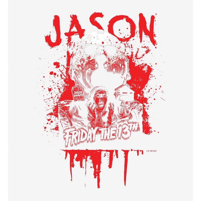 Friday The 13th Blood Splatter Jason Mask Long Sleeve Adult Hooded Sweatshirt, 2 of 3