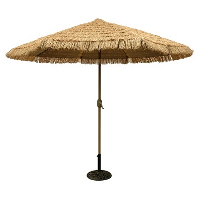 9' Round Crank Patio Umbrella - Thatch - Tropishade