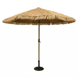 9' x 9' Round Crank Patio Umbrella - Thatch - Tropishade