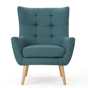 Modern Club Chair, Upholstered Soft Curved Backrest Seat, Cushioned Armchair, Ergonomic Accent Chair For Living Rooms - 1 of 4