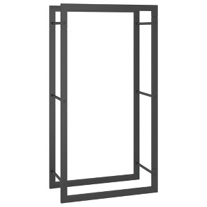 vidaXL Firewood Rack Matt Black 19.7"x11"x37" Steel - 1 of 2