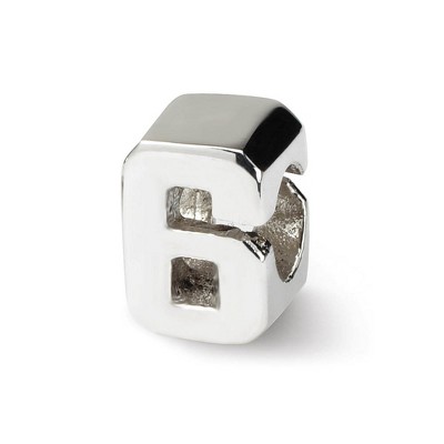 Black Bow Jewelry Sterling Silver Block Style, Number 6 Bead Charm