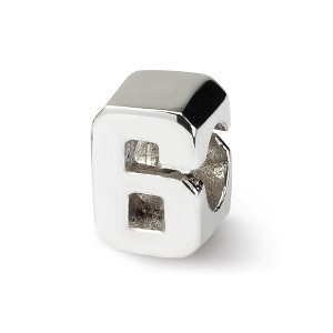 Black Bow Jewelry Sterling Silver Block Style, Number 6 Bead Charm - 1 of 3