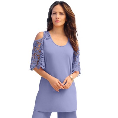 Roaman's Women's Plus Size Cold Shoulder Ultrasmooth Fabric Tunic