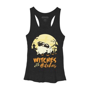 Women's Design By Humans Halloween Camping Witches Hitches Funny By RedBirdLS Racerback Tank Top - 1 of 3
