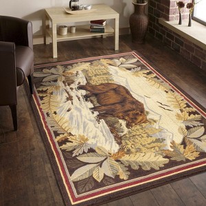 Vynxaria Nature's Nest Lodge Area Rug - 2ft x 3ft Black Bear & Southwestern Motifs - 1 of 4