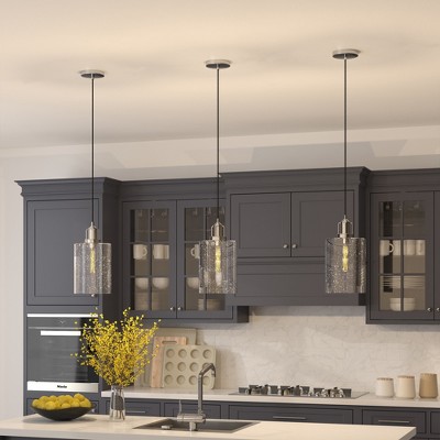 Nora 7.87" Polished Nickel and Seeded Glass Pendant