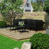 vidaXL 6 Piece Outdoor Patio Lounge Set with Cushions - Modular Black PVC Furniture Set with Steel Frame - Ideal for Garden, Patio & Outdoor Spaces - 2 of 4