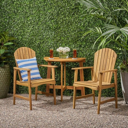 3pc Oso Acacia Wood Half Round Patio Bistro Table Set Natural – Christopher Knight Home For Sale