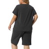 Agnes Orinda Women's Plus Size Short Sleeve V Neck Elastic Waist Pajamas Set 2 Pcs - 4 of 4
