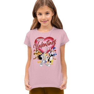 Boys' Short Sleeve Looney Tunes Valentines Day Bugs Lola Tweety Taz Daffy T-Shirt Boys and Girls - 1 of 4
