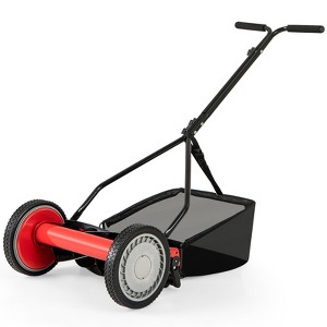 Tangkula 14" Manual Reel Mower w/ 5-Blade 6.6 Gallon Removable Grass Catcher for Garden - 1 of 4
