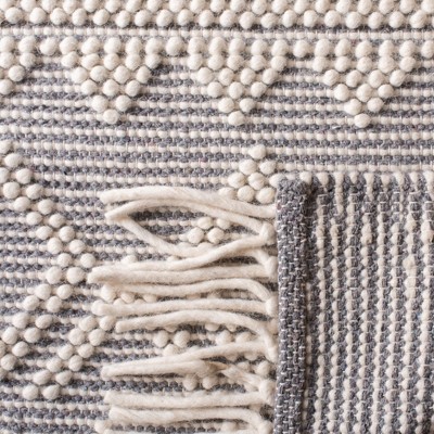 Ivory and Grey Geometric Wool Flat Woven Area Rug