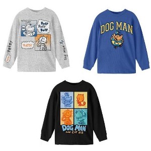 Dog Man Character Comic Art Boy’s 3-Pack Crew Neck Long Sleeve Shirts - 1 of 1