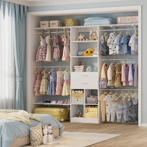 Aheaplus 4.75-8FT Closet System with Wooden Drawers & Cube Storage Organizer - 1 of 4