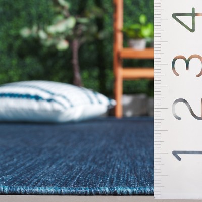 Blue Solid Stain-Resistant Wool Indoor/Outdoor Area Rug