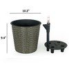 NAYSAYE 10.2 Inch Self Watering Wicker Round Planter for Indoor and Outdoor Garden and Home Decor, Gray, 10.2"*10.2"*9.4" - 3 of 4